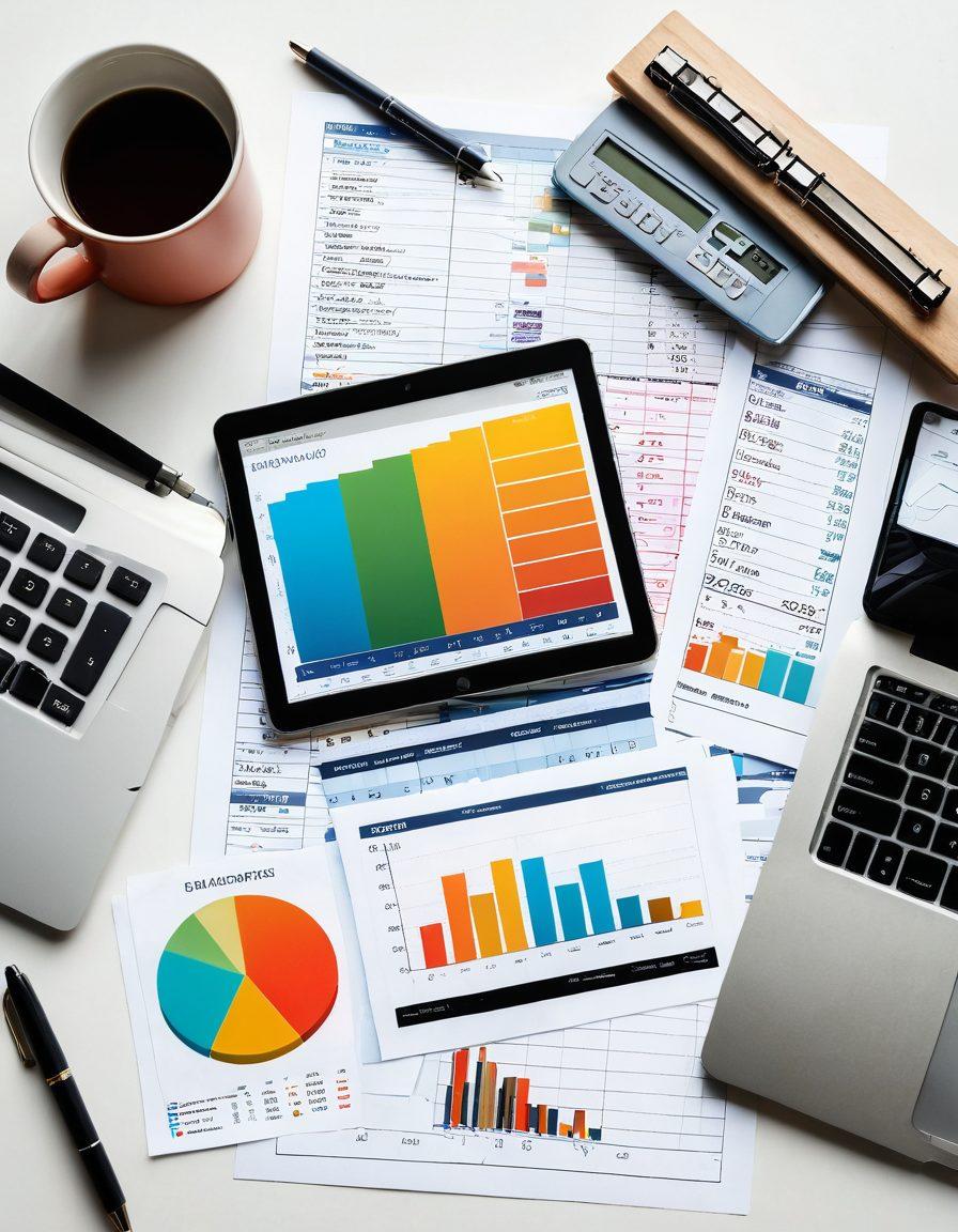 A detailed illustration of a modern home with a calculator and budget planner spread out on a table, alongside a computer displaying mortgage estimations. Include a visual representation of graphs and charts showing savings growth. The background should convey a sense of warmth and financial stability, with soft, inviting colors. super-realistic. vibrant colors. white background.